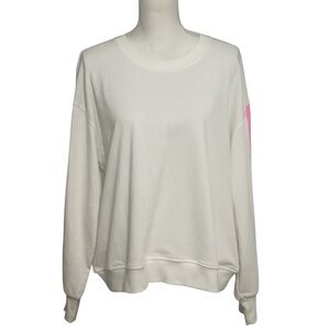 Celestial Blue White Crewneck with Pink/Orange Longsleeve Sequin Sweatshirt NWT